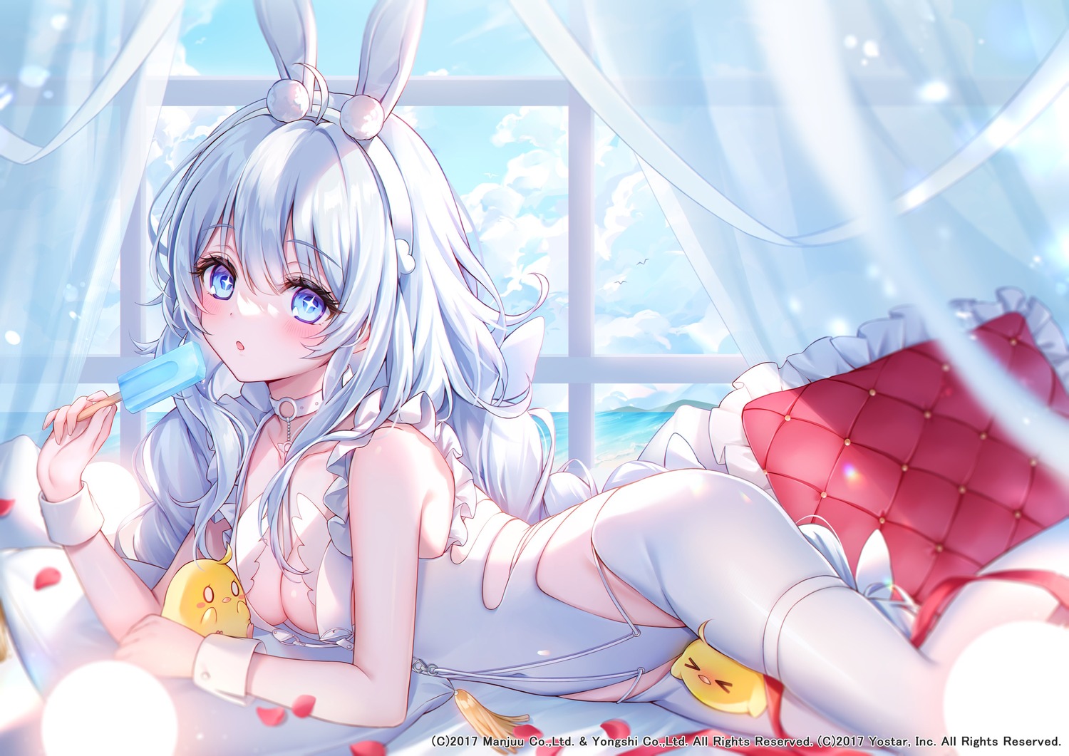 amaki_ruto animal_ears azur_lane bunny_ears bunny_girl garter le_malin_(azur_lane) loli manjuu_(azur_lane) no_bra pantyhose