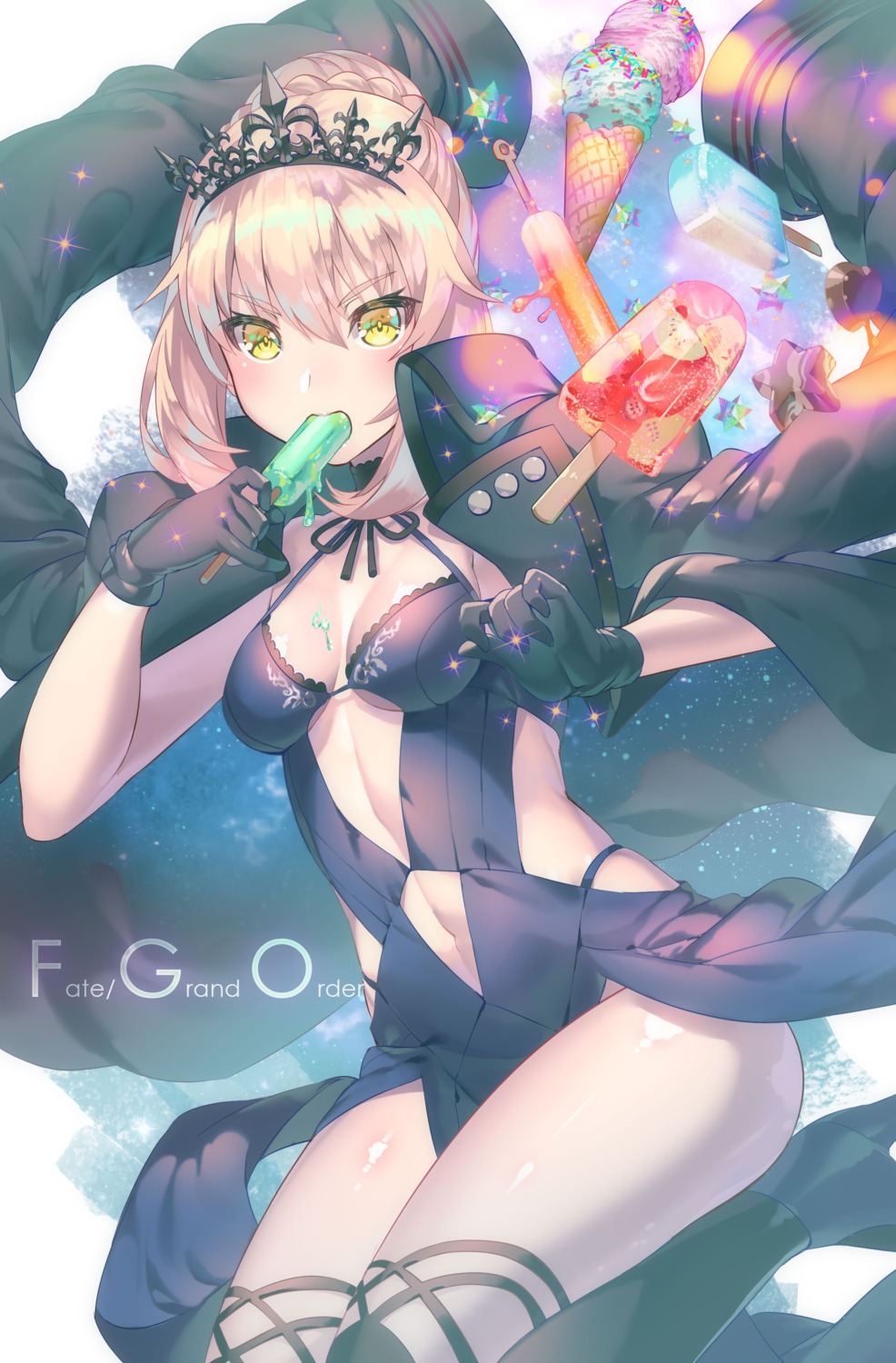 cleavage cream fate/grand_order heels saber saber_alter thighhighs yoshimoto_(dear_life)