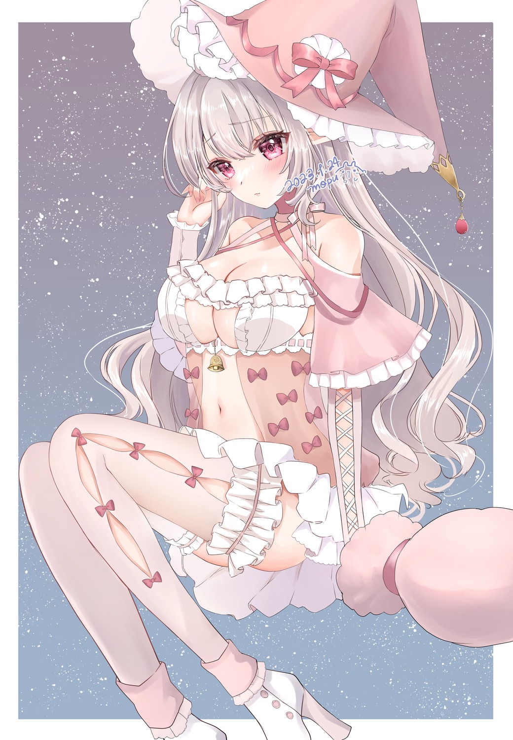 heels mopu pointy_ears signed thighhighs witch