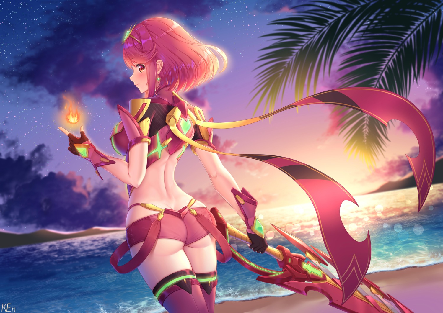 armor ass bodysuit homura_(xenoblade_2) ken-san sword thighhighs xenoblade xenoblade_chronicles_2