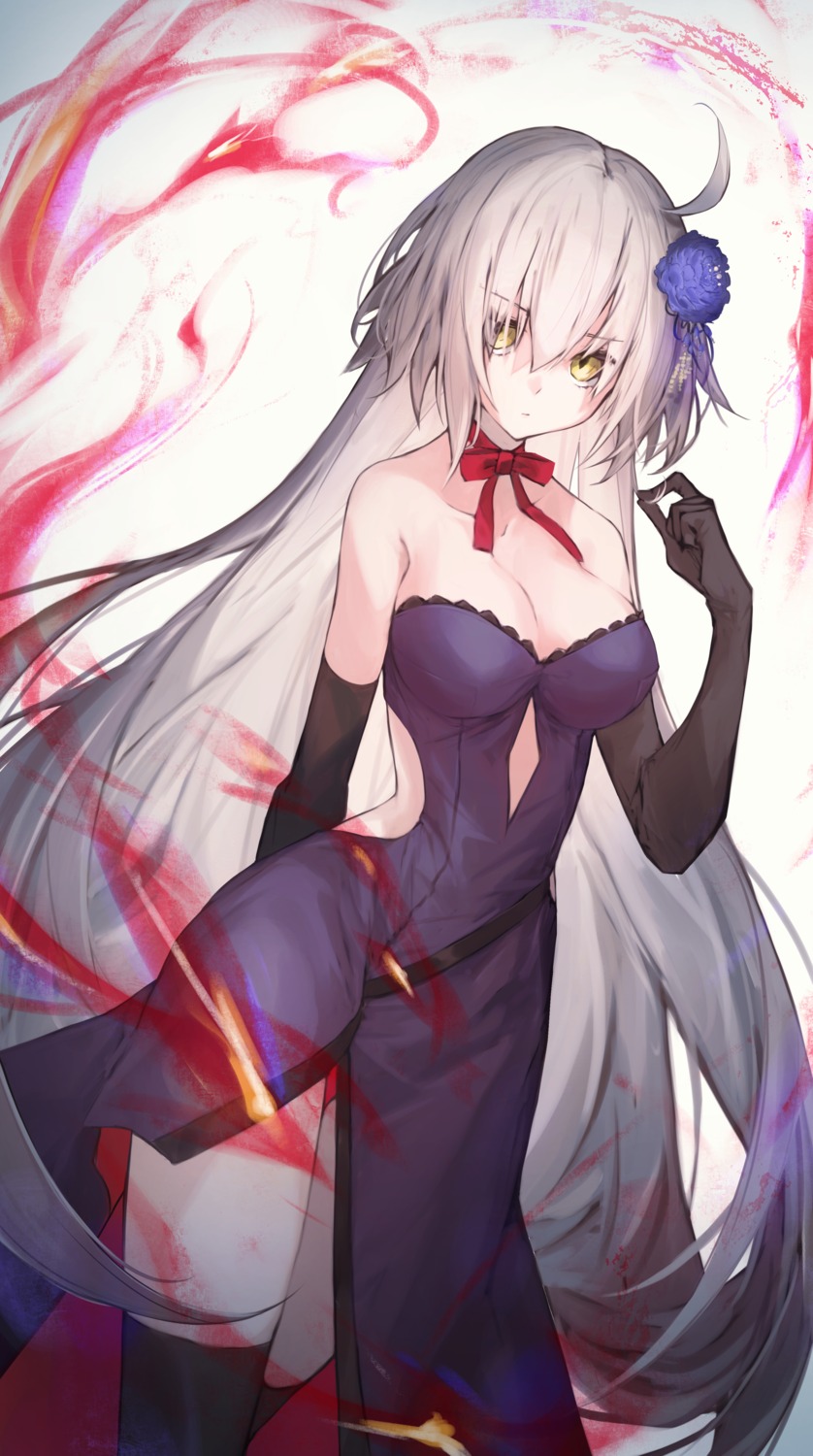 cleavage dress fate/grand_order jeanne_d'arc jeanne_d'arc_(alter)_(fate) koki_1009 thighhighs