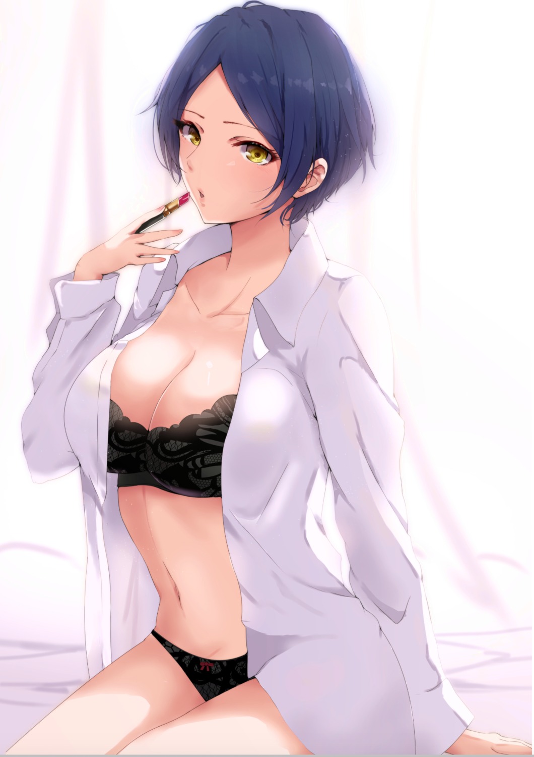 bra dress_shirt hayami_kanade open_shirt pantsu ryuu. the_idolm@ster the_idolm@ster_cinderella_girls