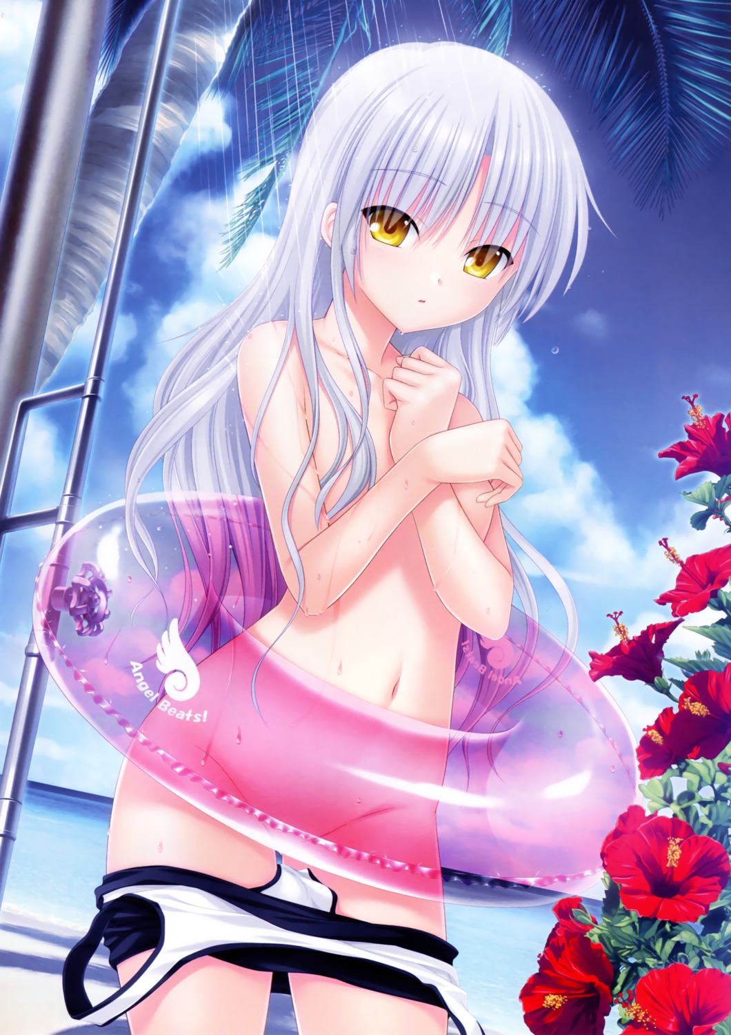 angel_beats! breast_hold key na-ga school_swimsuit swimsuits tachibana_kanade topless wet