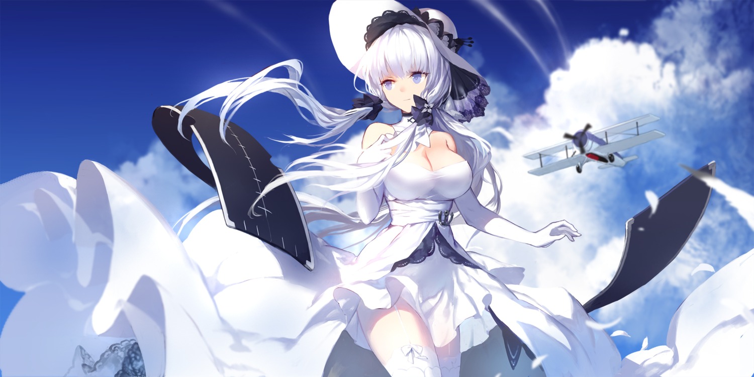 azur_lane cleavage dress illustrious_(azur_lane) stockings swd3e2 thighhighs