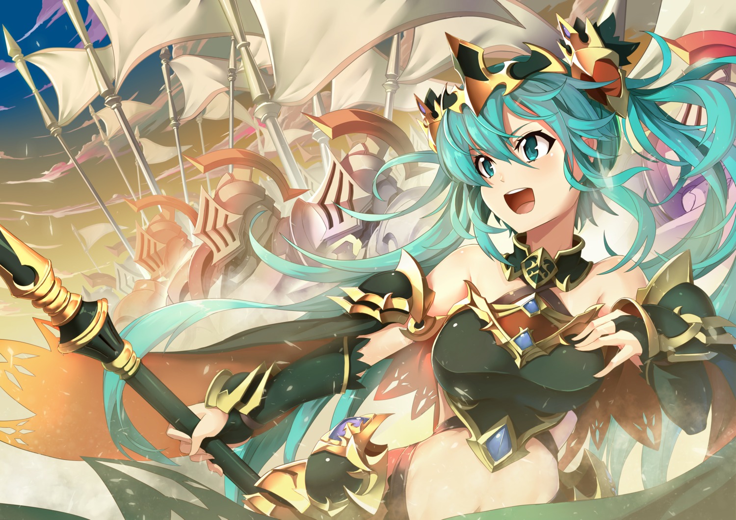 armor hatsune_miku jie_laite vocaloid weapon