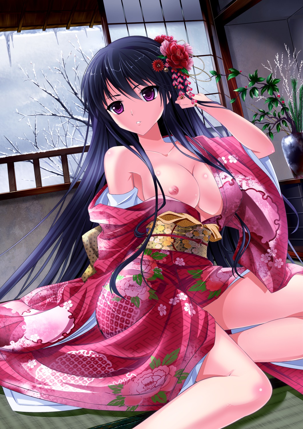 breasts bug erect_nipples kimono nipples no_bra open_shirt