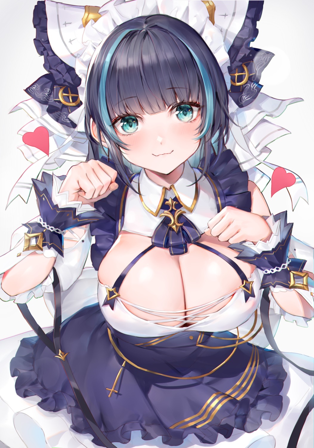 azur_lane cheshire_(azur_lane) maid no_bra see_through watao