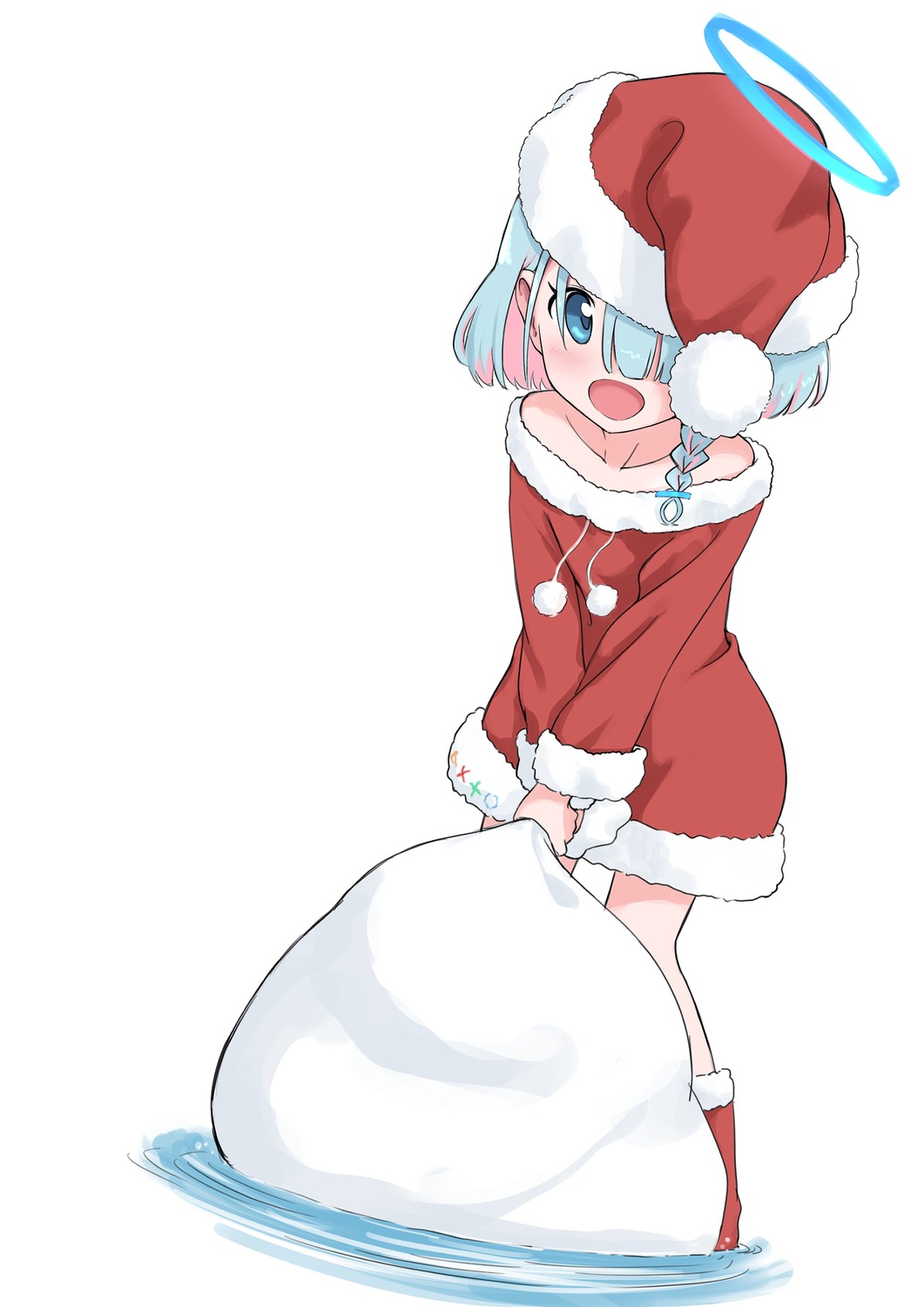 arona_(blue_archive) blue_archive christmas dress halo tamura-chan wet