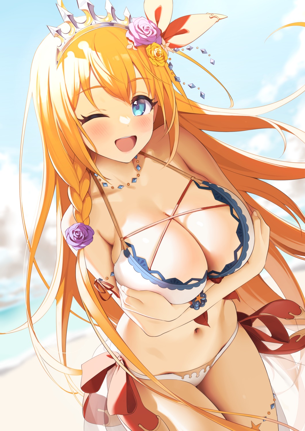 bikini breast_hold garter lunch pecorine princess_connect! princess_connect!_re:dive swimsuits