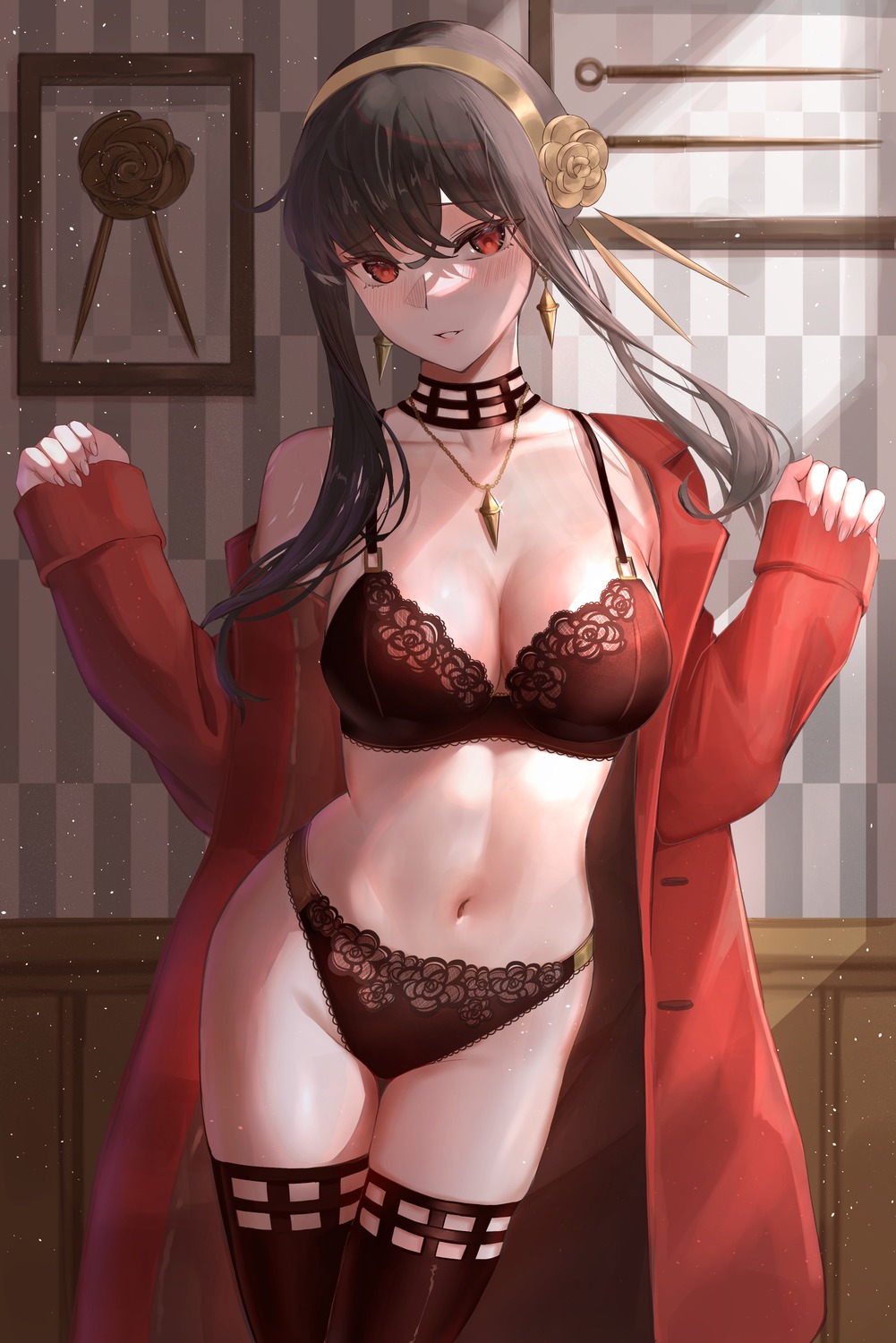 bra open_shirt pantsu spy_x_family thighhighs yor_briar yousuketwelve