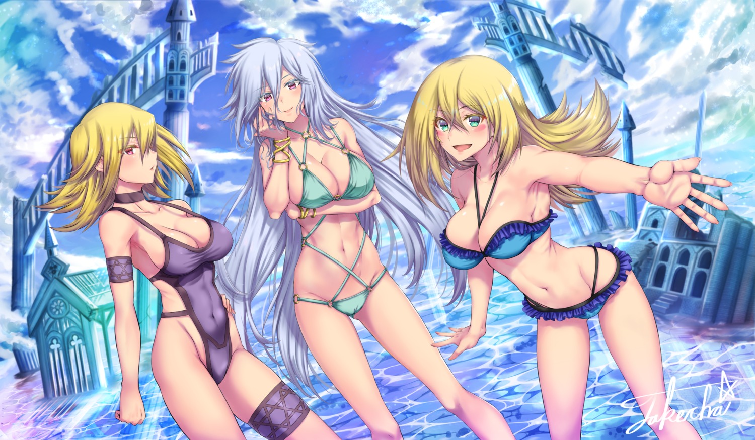 bikini dark_magician_girl gagaga_girl garter silent_magician swimsuits takecha yugioh