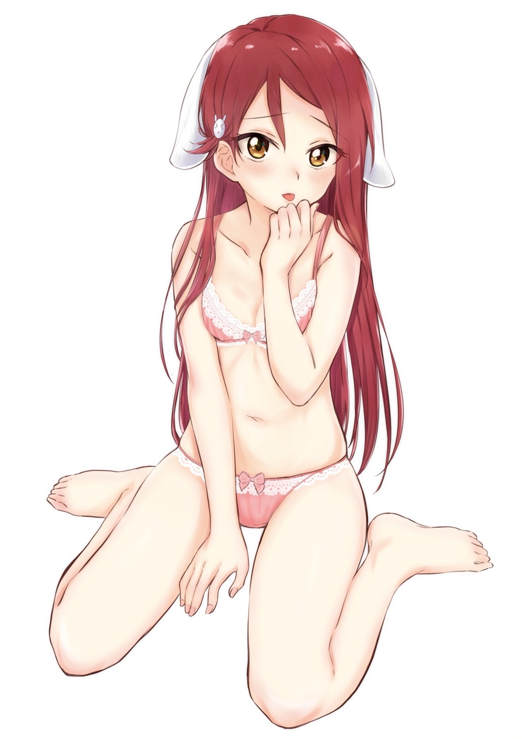 bra breast_hold cleavage kitaku_jikan_(ktk_jkn) love_live!_sunshine!! pantsu sakurauchi_riko