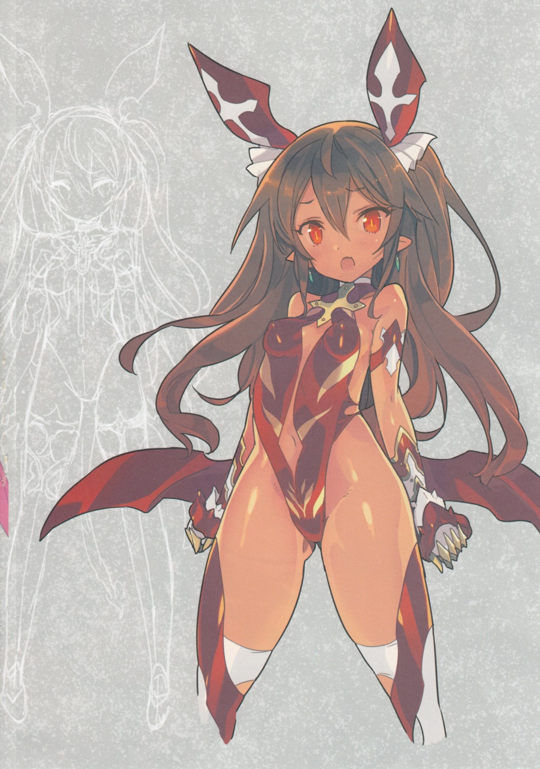 blade cleavage erect_nipples no_bra pointy_ears thighhighs