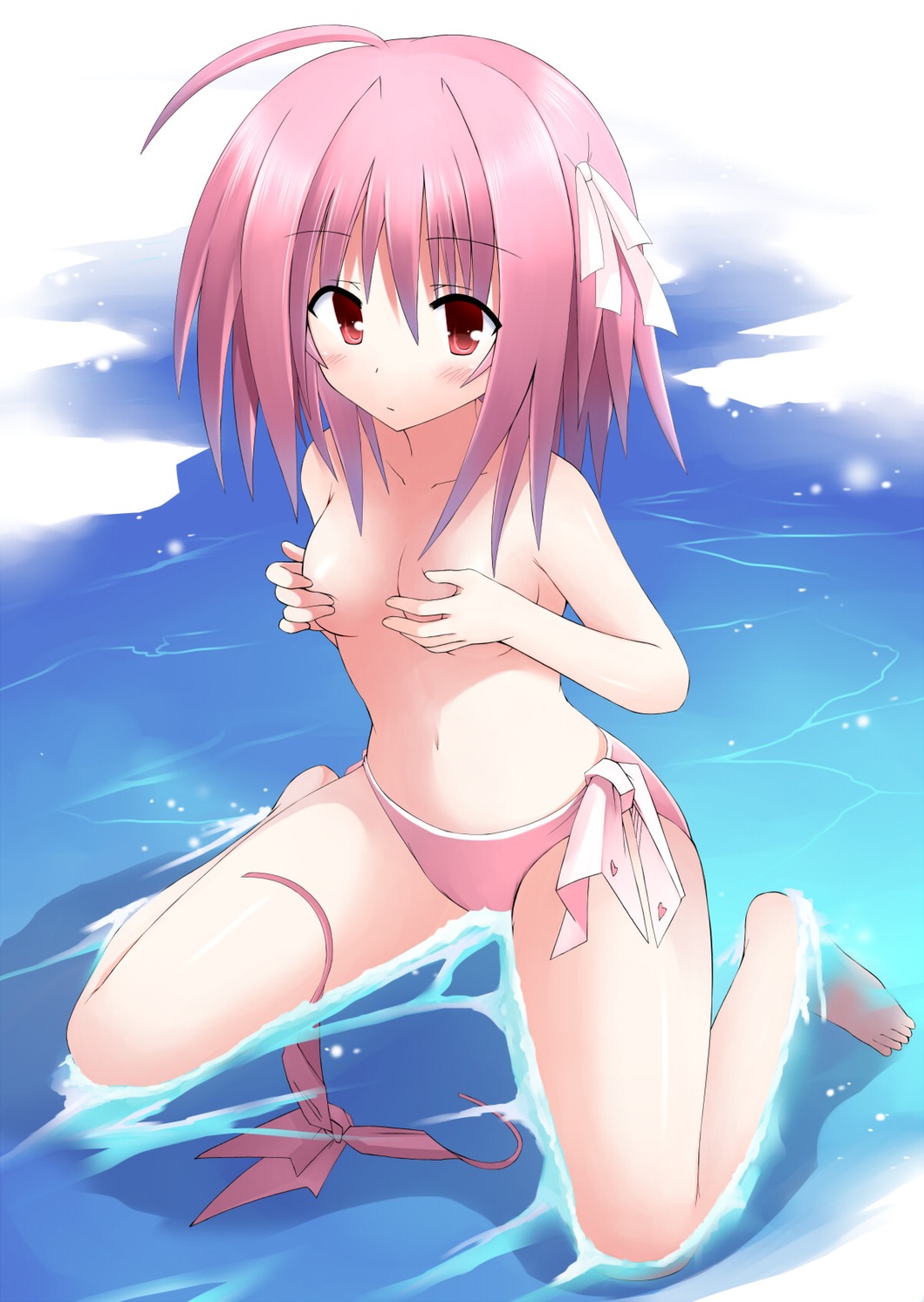 bikini breast_hold suika_(artist) swimsuits topless