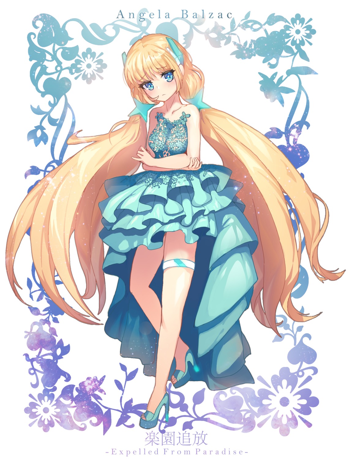 angela_balzac capitan_wei dress garter heels rakuen_tsuihou see_through