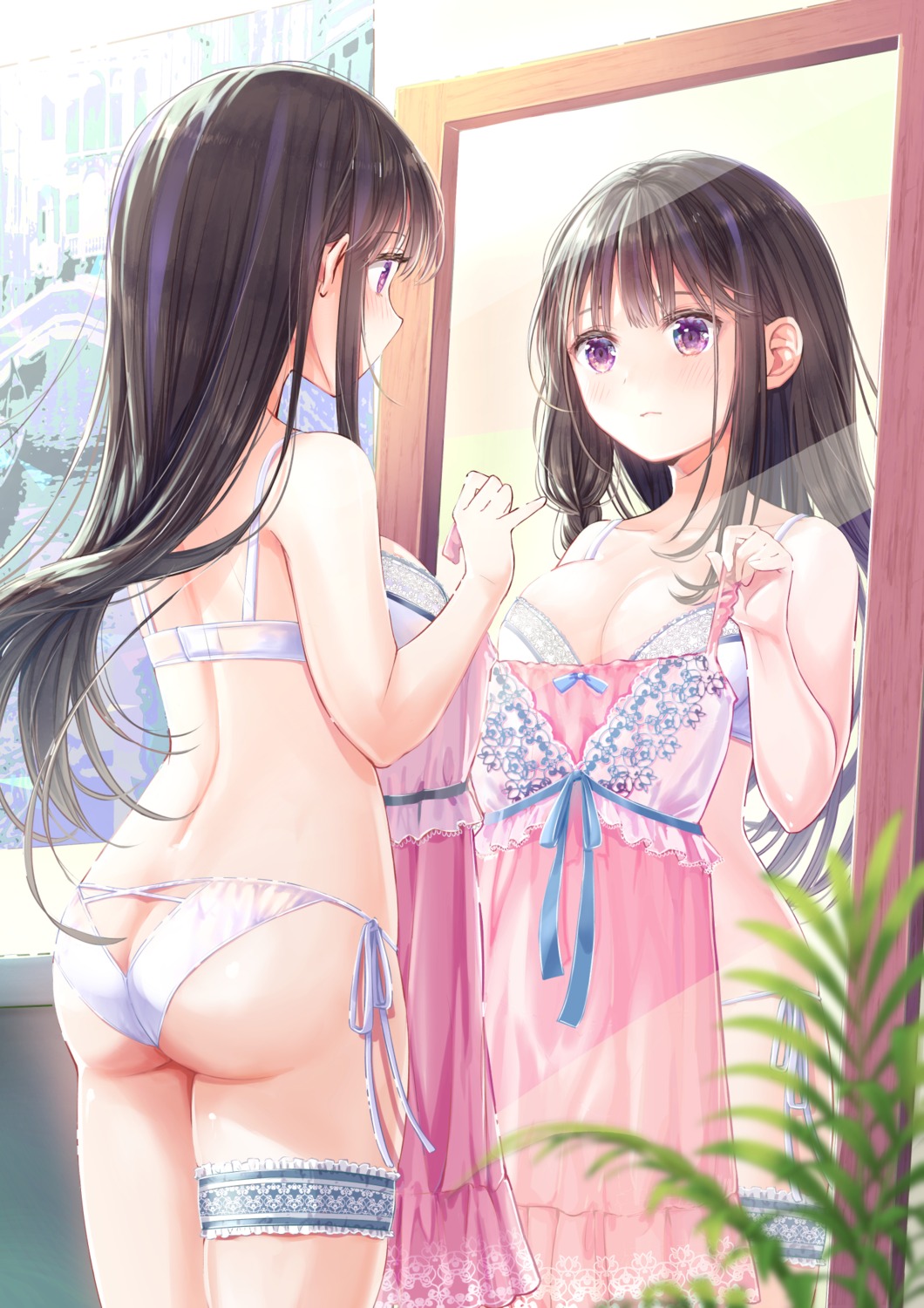 akasaka_asa ass bra cleavage garter pantsu string_panties