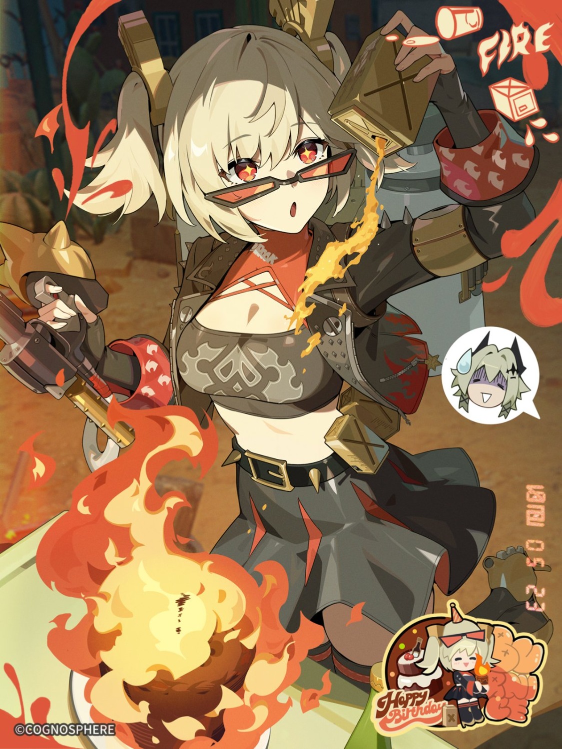 burnice_white caesar_king chibi garter horns megane tagme thighhighs weapon zenless_zone_zero
