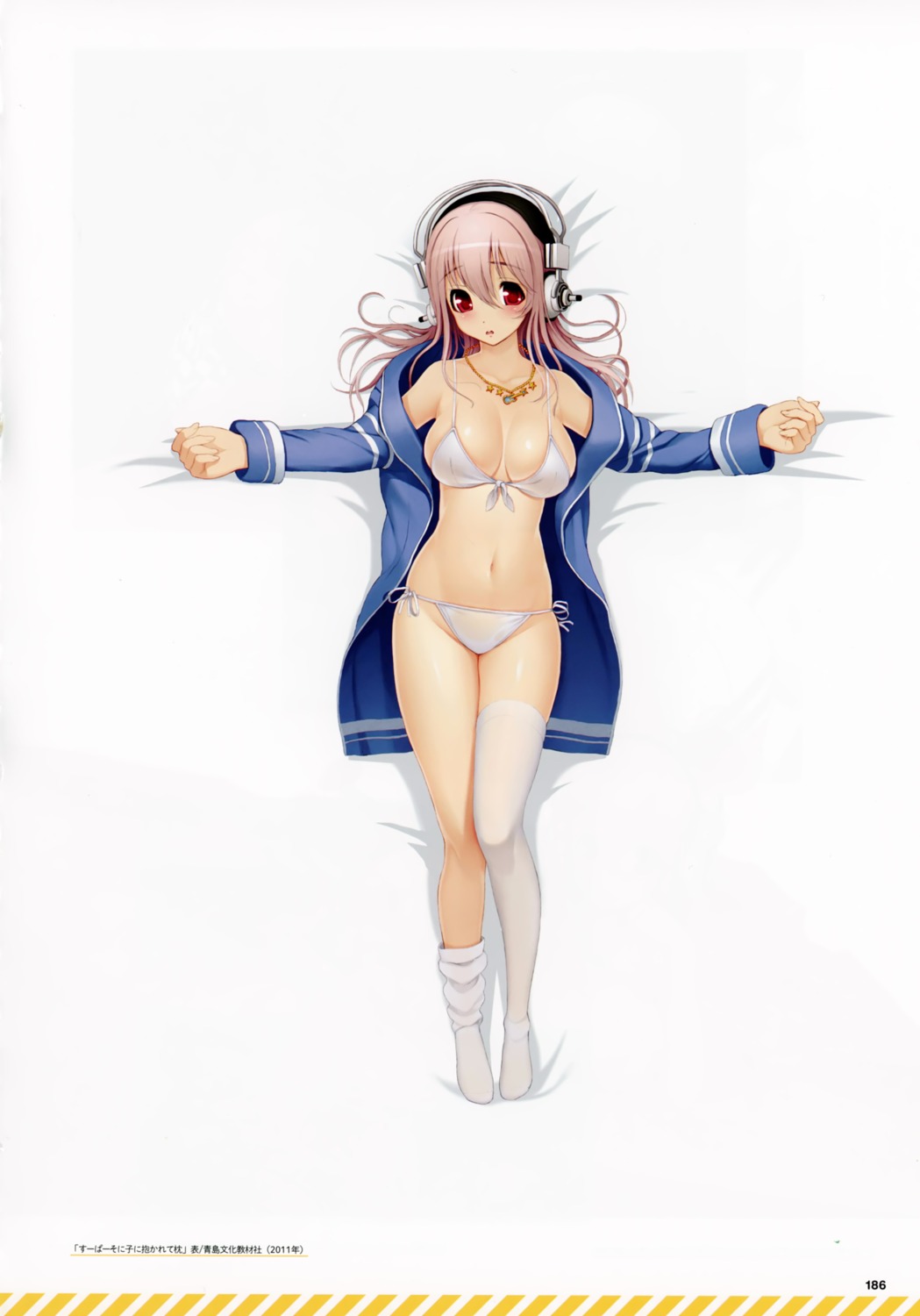 bikini bleed_through headphones open_shirt scanning_dust see_through sonico super_sonico swimsuits thighhighs tsuji_santa