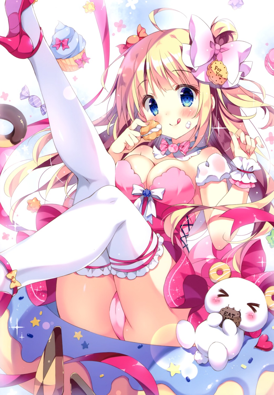 cleavage pan pan_no_mimi pantsu ten_(pan) thighhighs