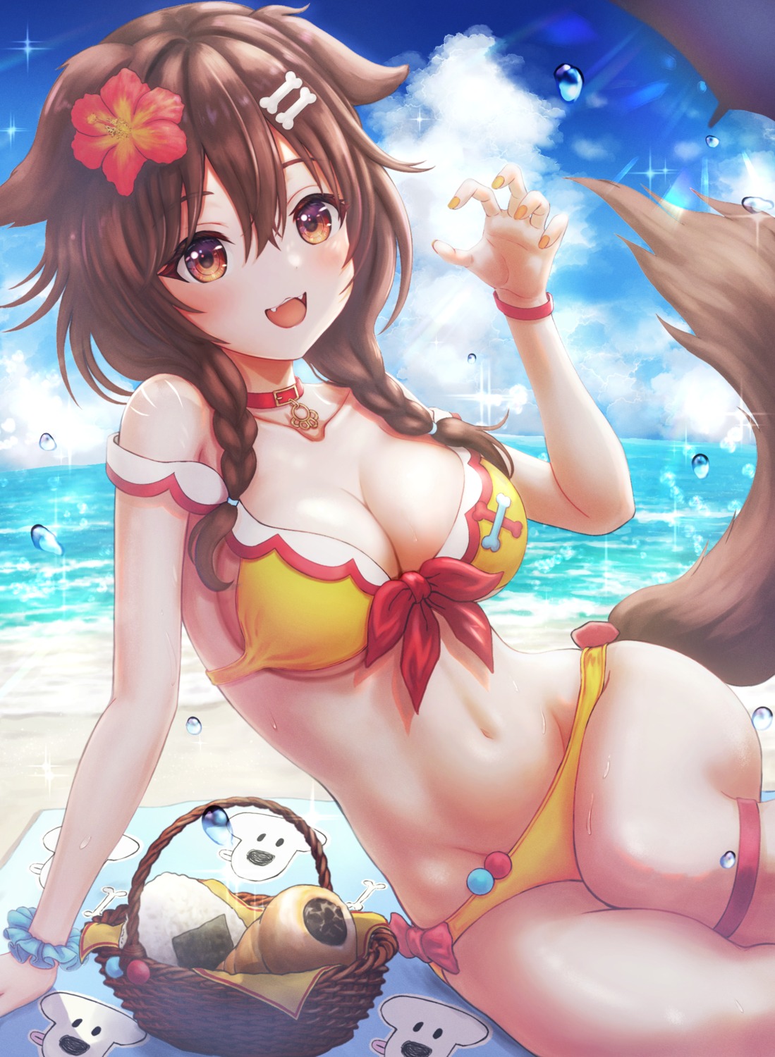 animal_ears artist_revision bikini hololive hololive_gamers inugami_korone inumimi swimsuits tail wajuniorbox