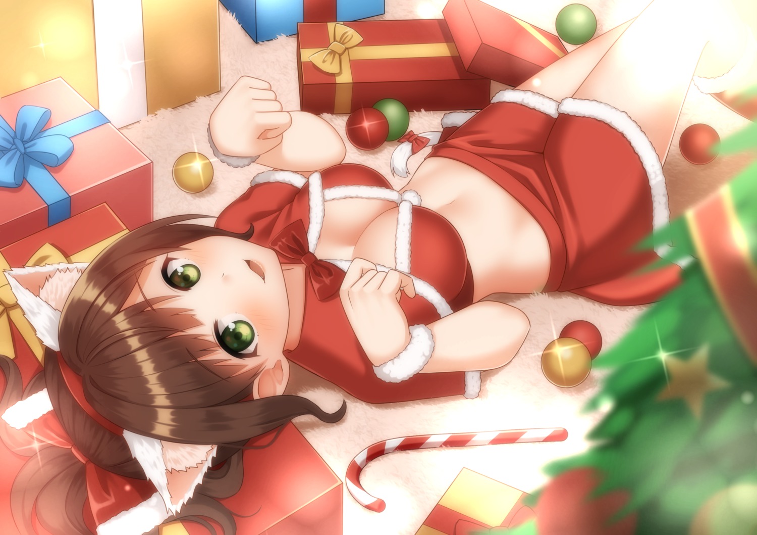 bra christmas cleavage kurisu-kun maekawa_miku the_idolm@ster the_idolm@ster_cinderella_girls