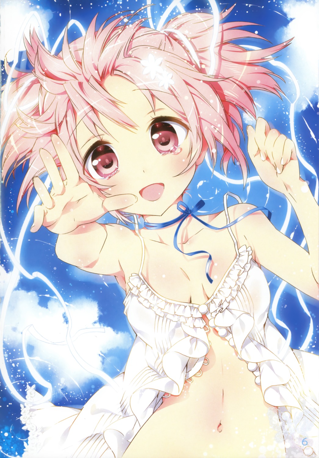 cleavage kamiya_maneki kaname_madoka lingerie loli manekineko open_shirt puella_magi_madoka_magica