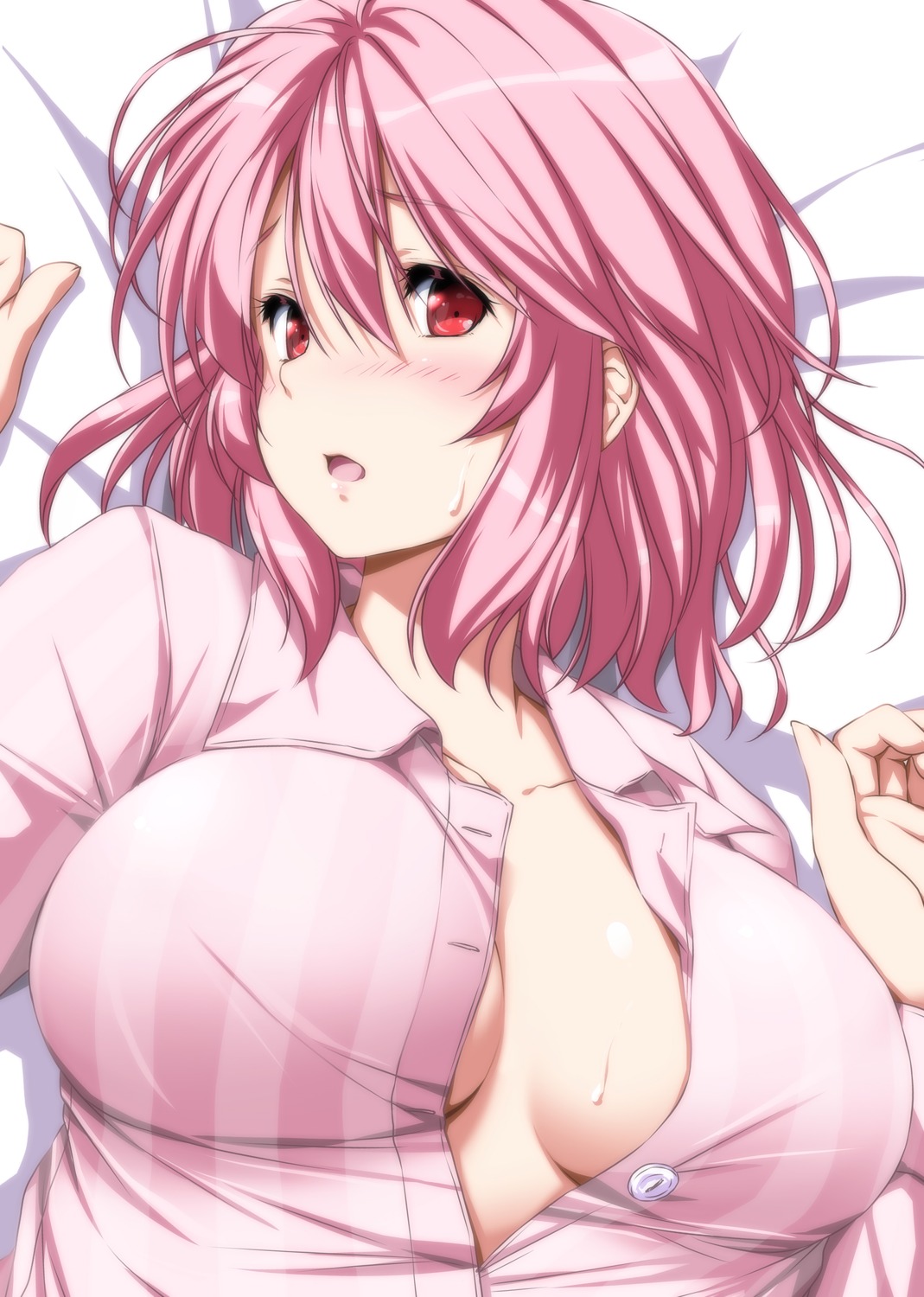 cleavage no_bra nori_tamago open_shirt pajama saigyouji_yuyuko touhou