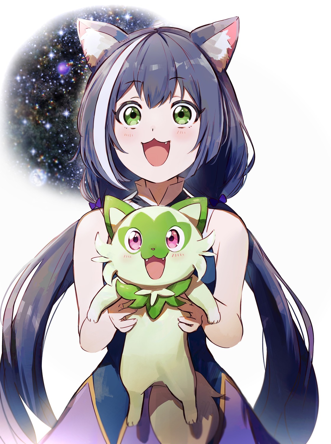 animal_ears crossover hamachamu karyl_(princess_connect) nekomimi pokemon pokemon_sv princess_connect princess_connect!_re:dive sprigatito