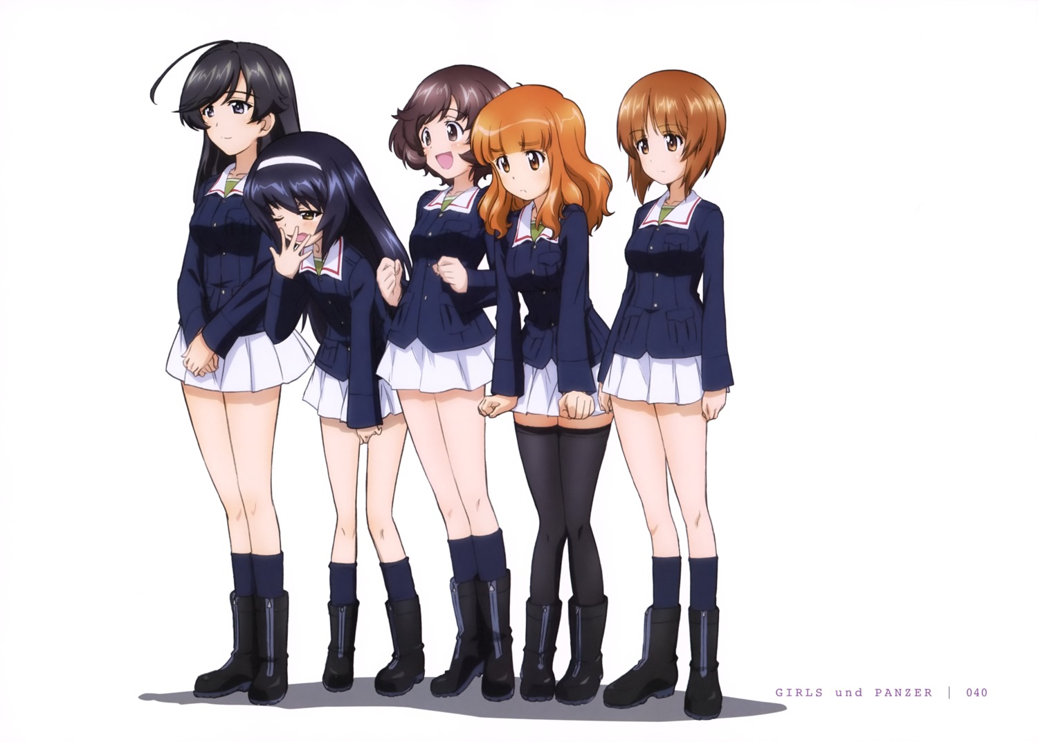 akiyama_yukari girls_und_panzer isuzu_hana nishizumi_miho reizei_mako takebe_saori thighhighs uniform