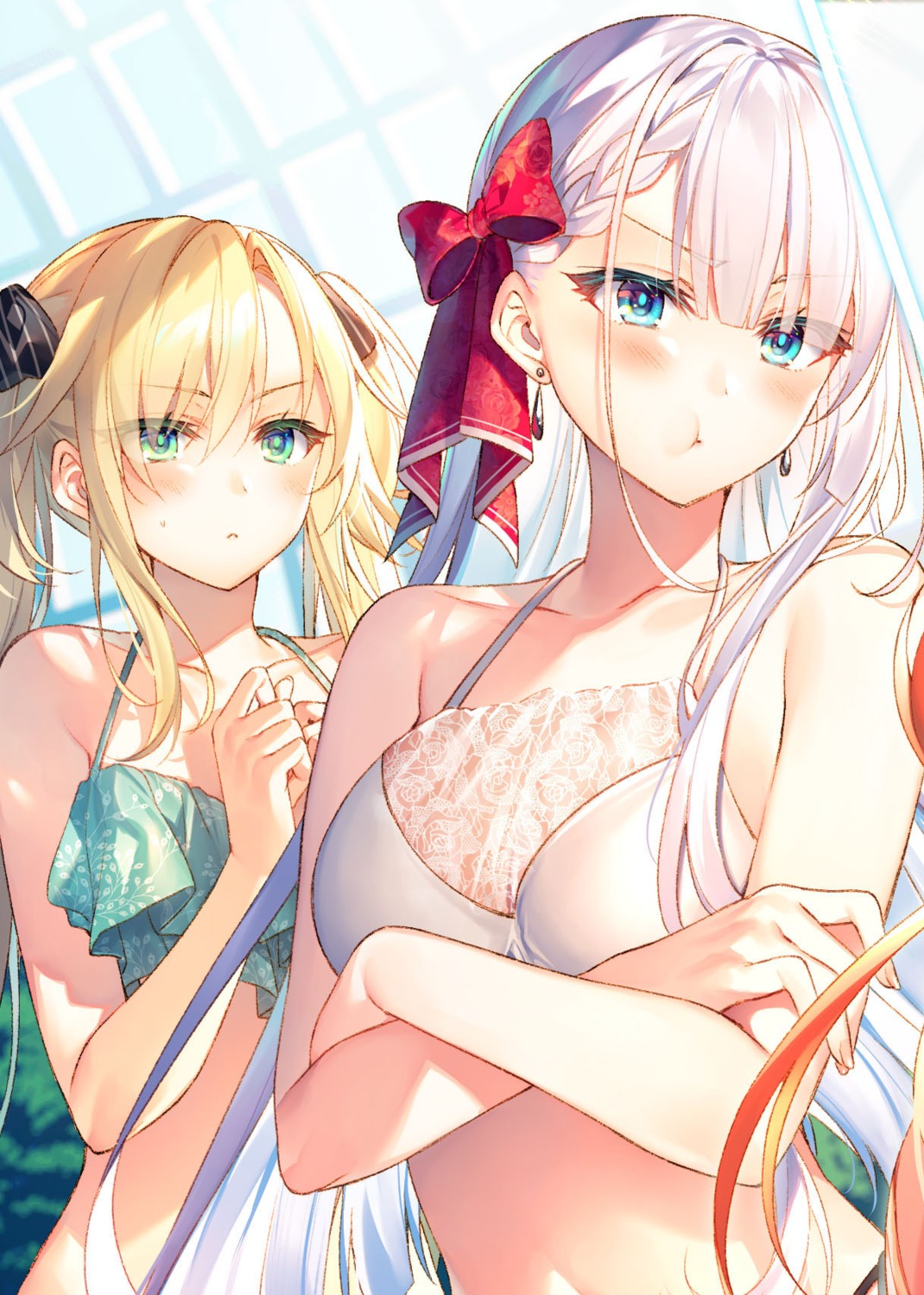 bikini bikini_top breast_hold regina_mercedes riselia_ray_crystalia see_through seiken_gakuin_no_maken_tsukai swimsuits toosaka_asagi