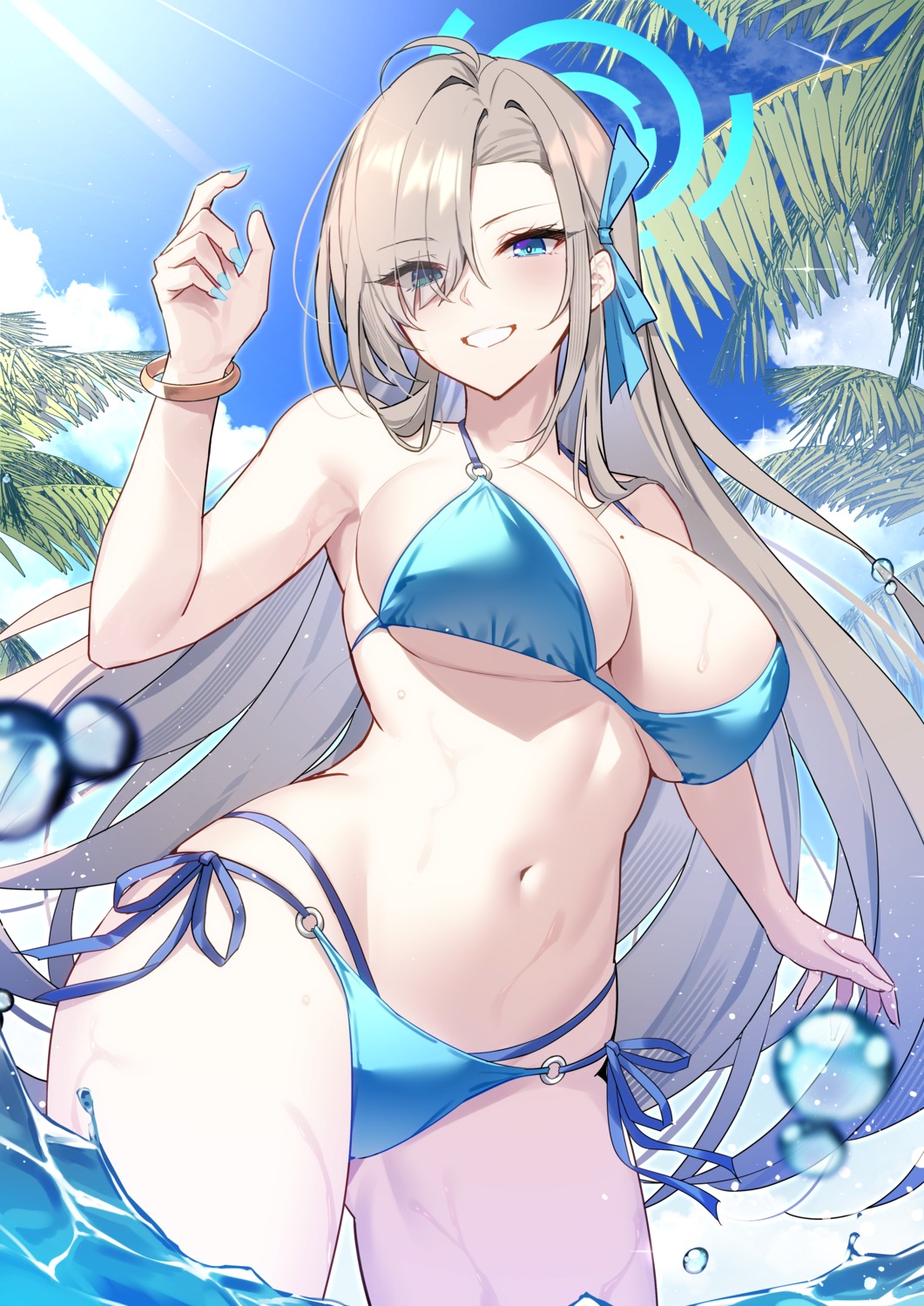 aosaki_yukina bikini blue_archive halo ichinose_asuna swimsuits wet