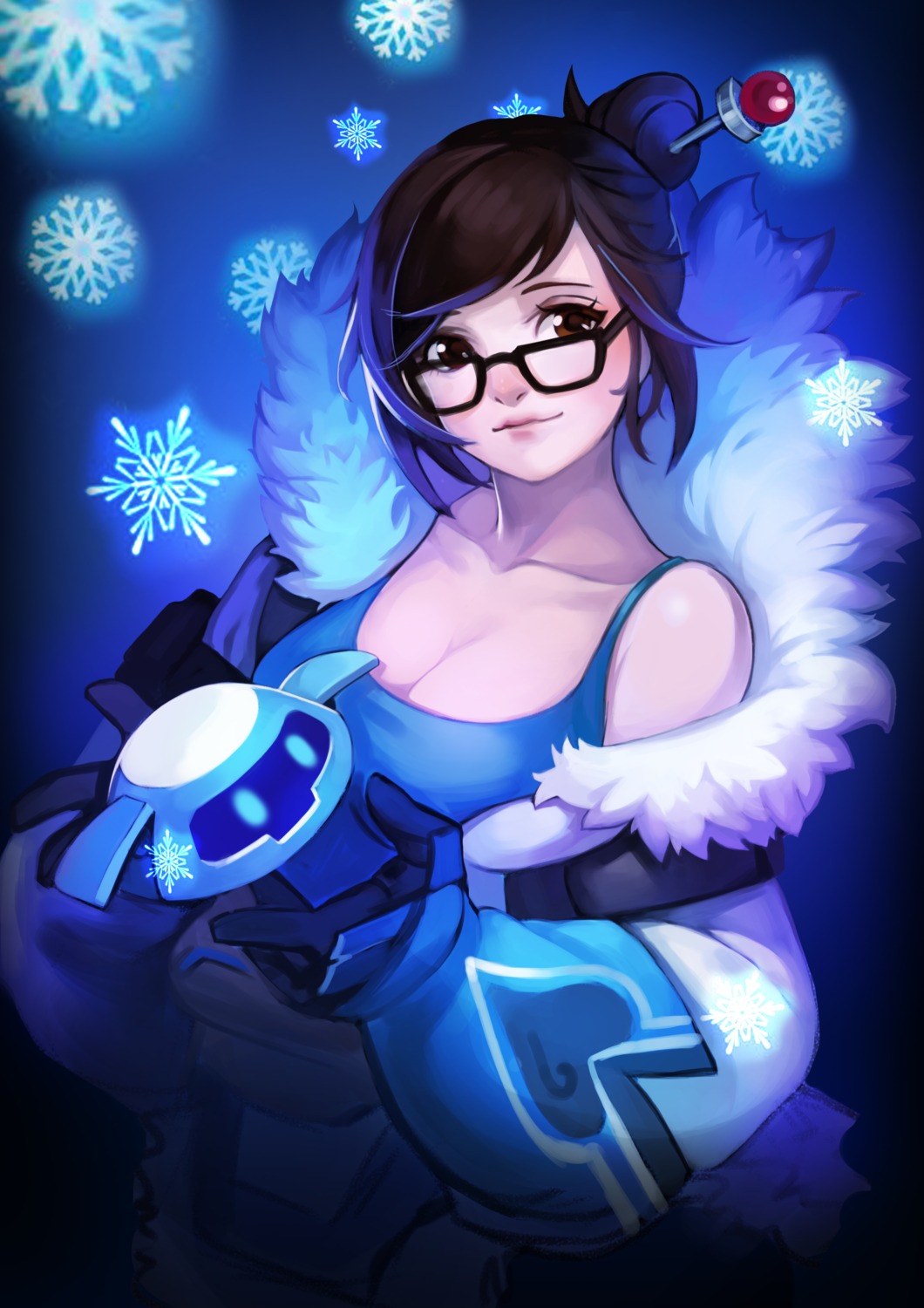 cleavage megane mei_(overwatch) overwatch zzoggomini