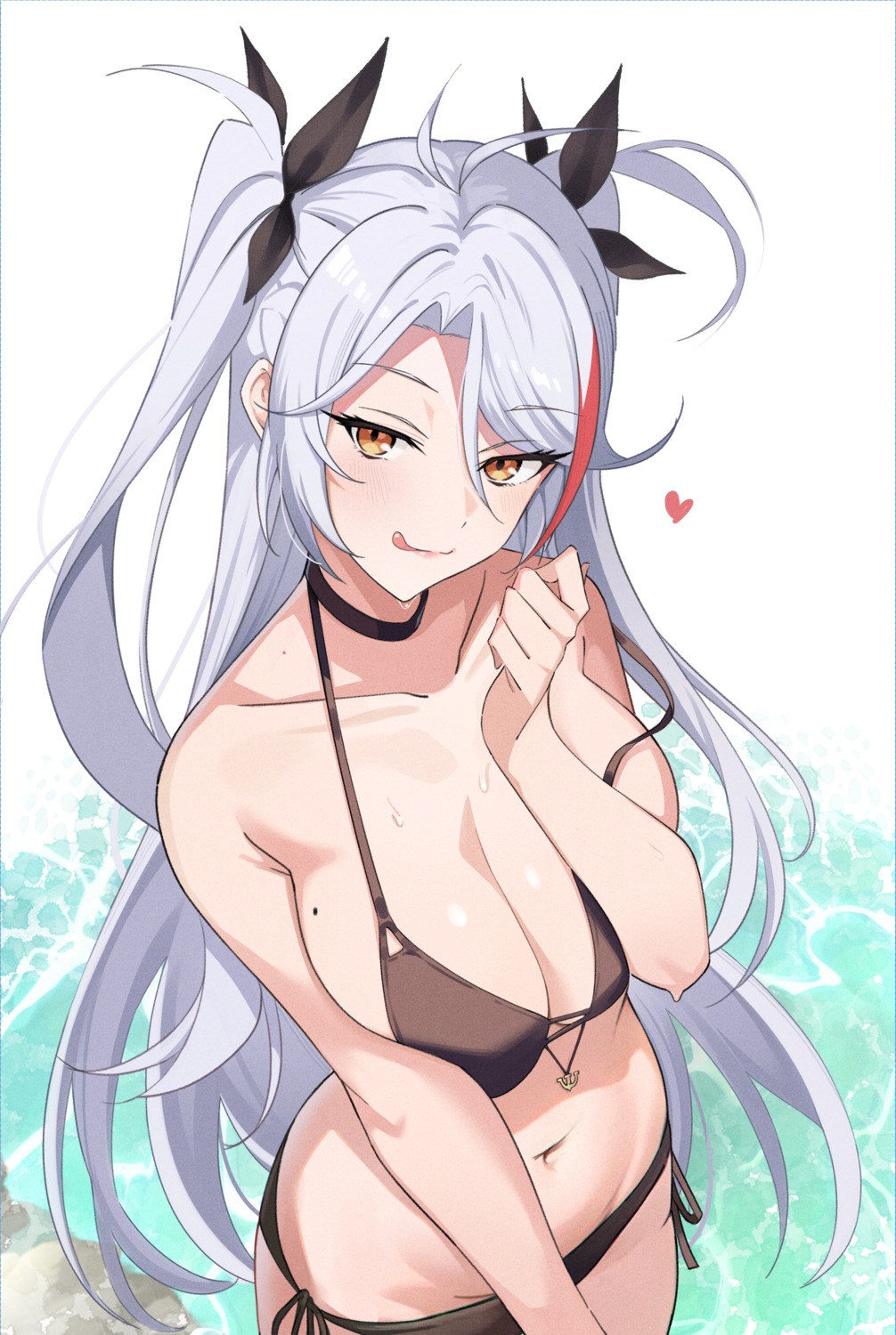 azur_lane bikini breast_hold prinz_eugen_(azur_lane) swimsuits xiaoxiao_de_kuangsan