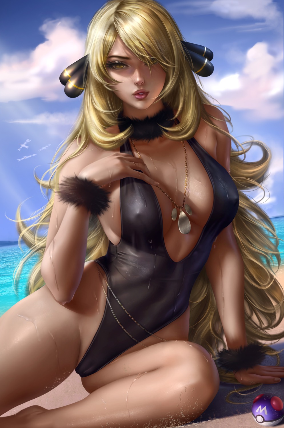 cameltoe erect_nipples logan_cure pokemon pokemon_bdsp pokemon_dppt possible_duplicate shirona_(pokemon) swimsuits