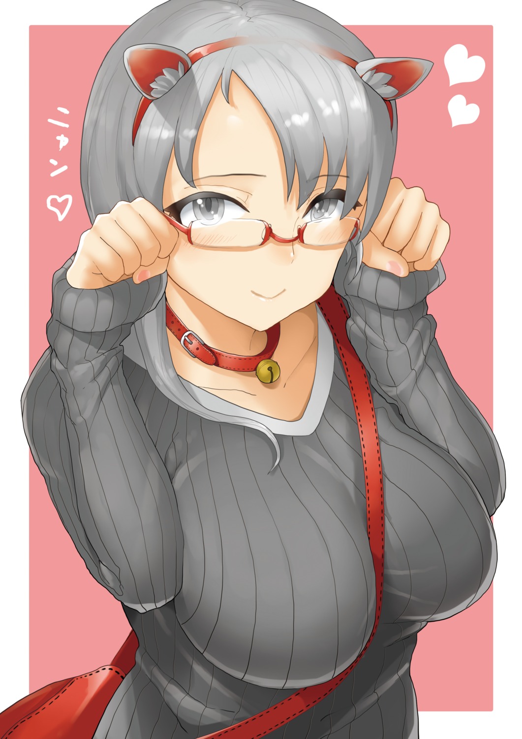 animal_ears megane natsu_no_shoka nekomimi sweater