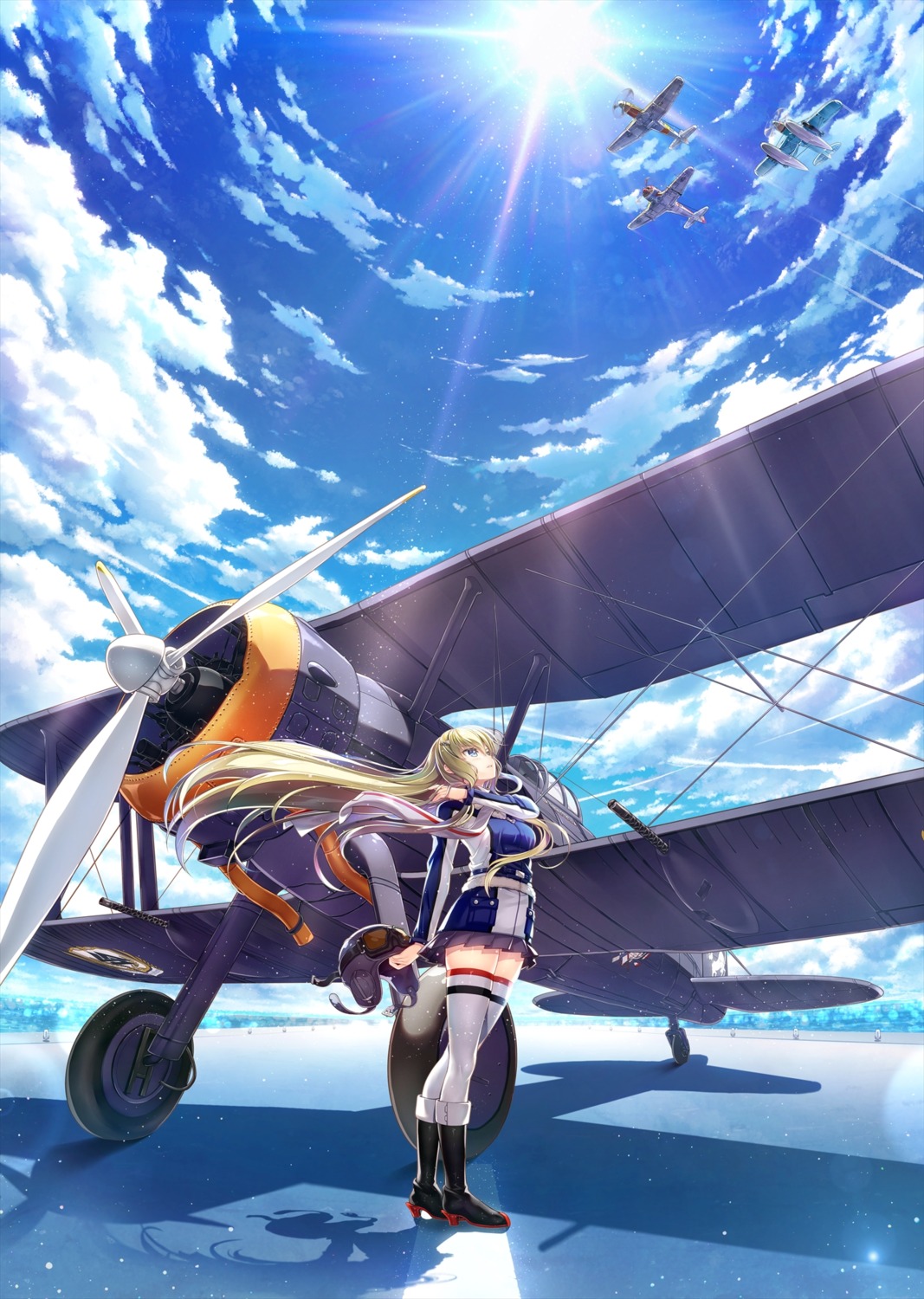 claudia_bruford fujima_takuya heels landscape senyoku_no_sigrdrifa thighhighs uniform