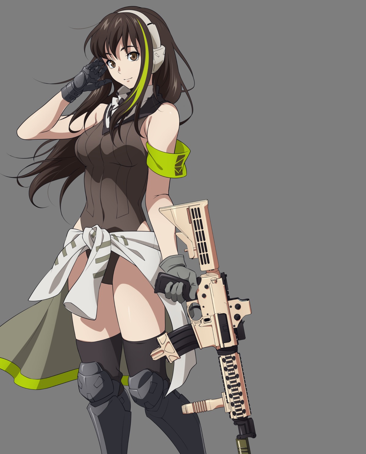 girls_frontline gun headphones leotard m4a1_(girls_frontline) tagme thighhighs transparent_png