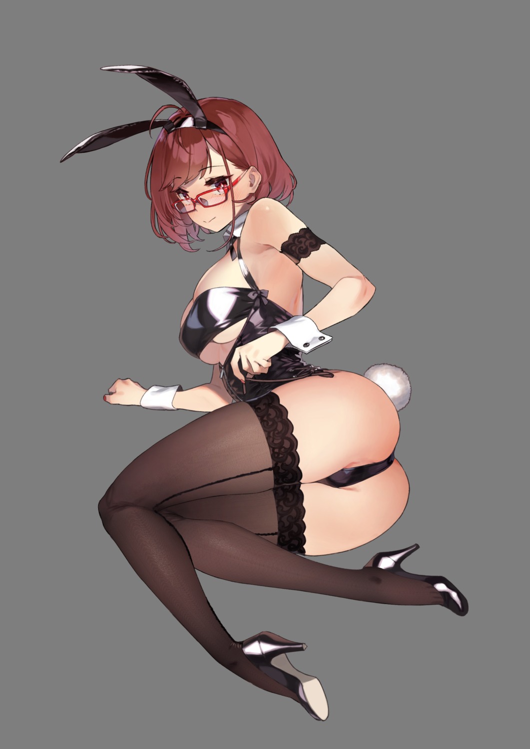 92m animal_ears ass bunny_ears heels megane tail thighhighs transparent_png