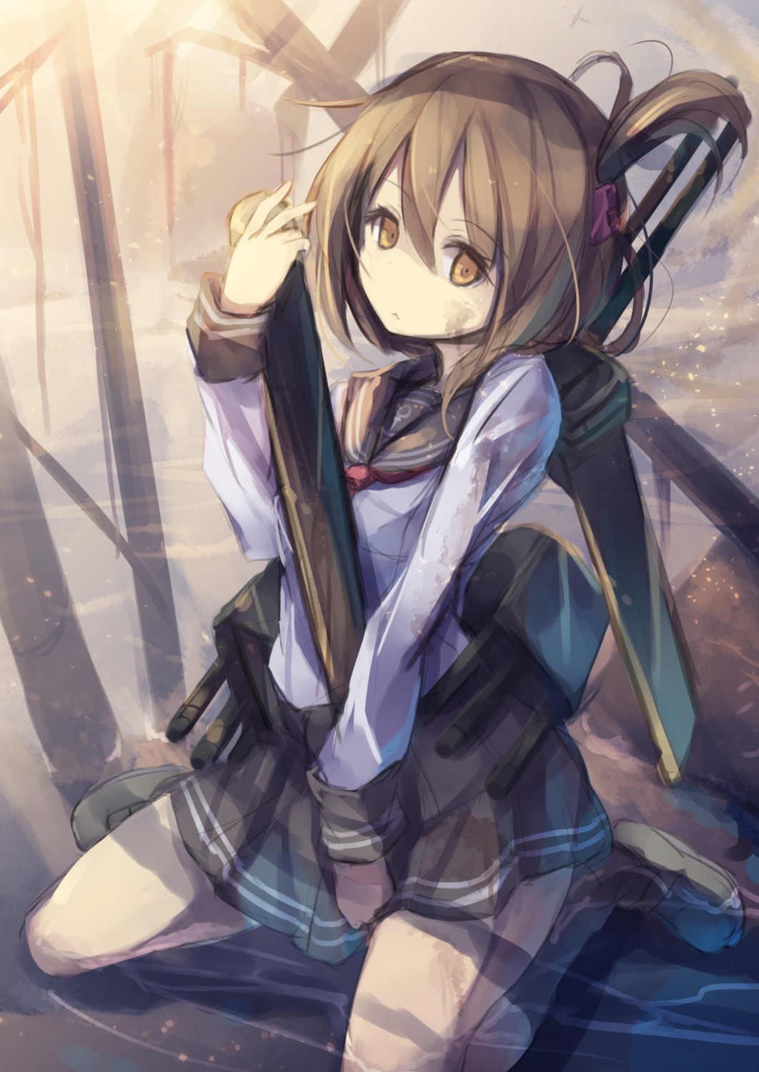 fal_maro inazuma_(kancolle) kantai_collection seifuku thighhighs