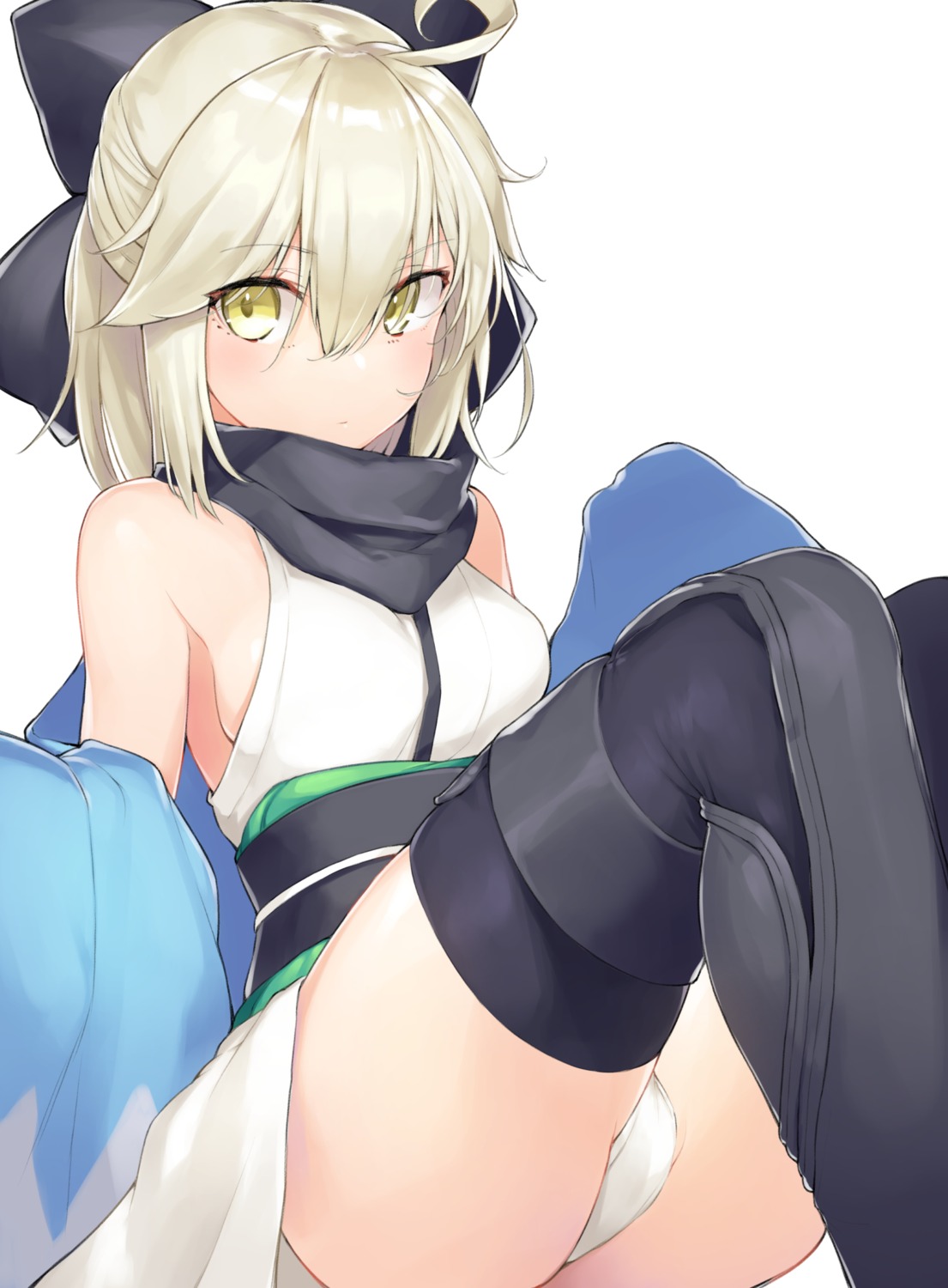 dabuki fate/grand_order japanese_clothes okita_souji_(fate) pantsu thighhighs