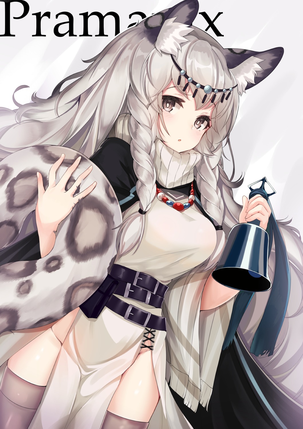 animal_ears arknights dress j_young tail thighhighs