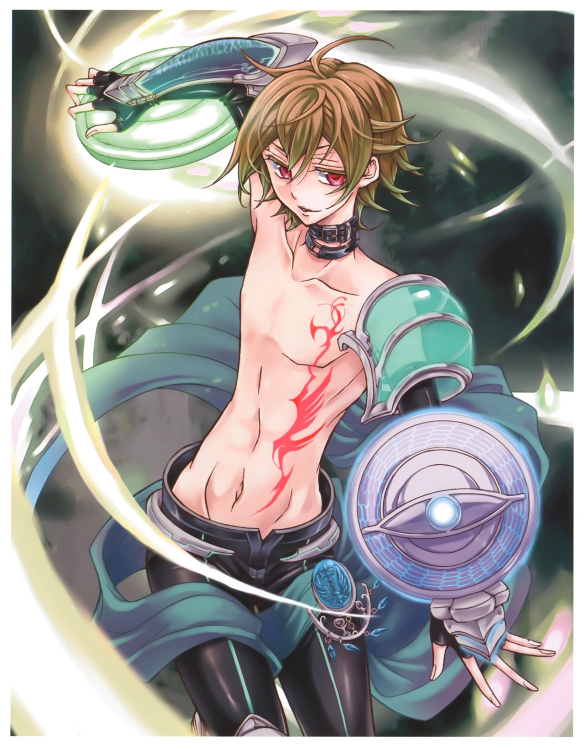 akai_higasa armor kaku-san-sei_million_arthur male tattoo