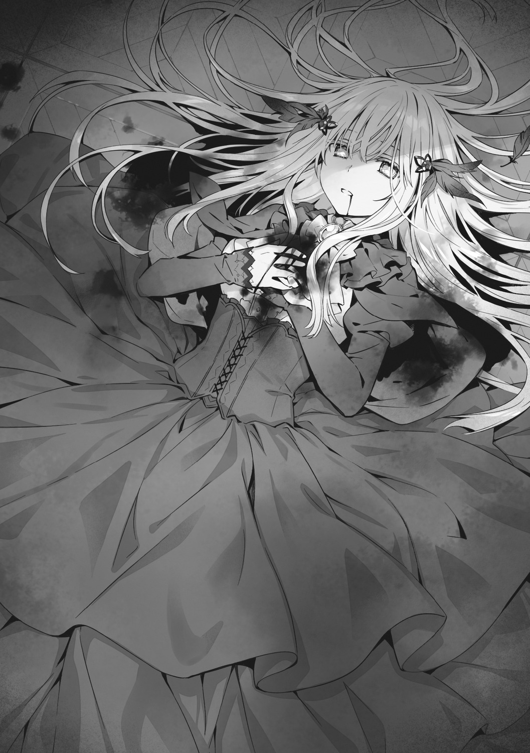 blood dress gothic_lolita kuozaki_saika lolita_fashion monochrome ousama_no_propose tsunako