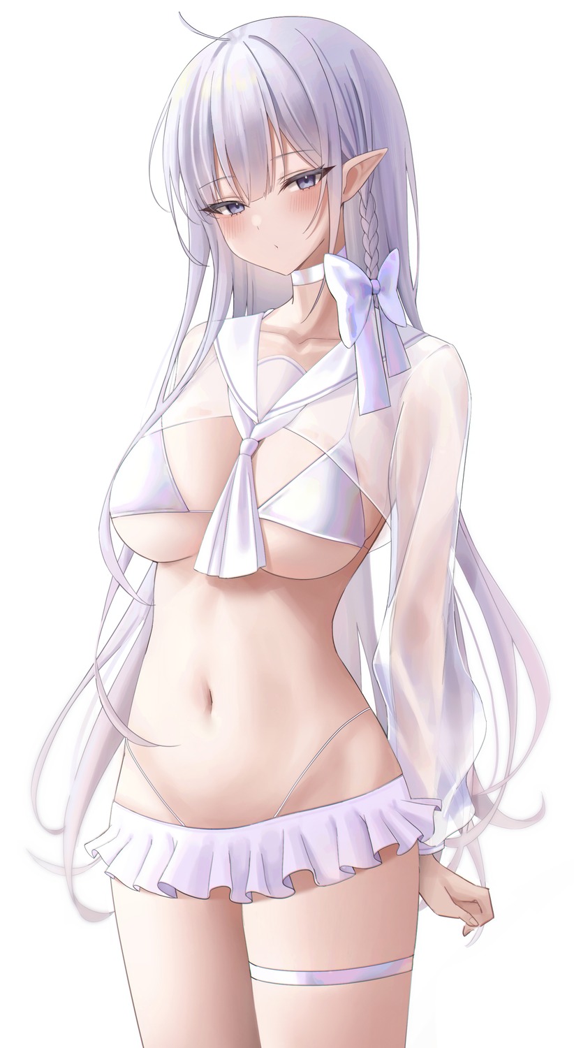 biya_(1024) pointy_ears see_through swimsuits