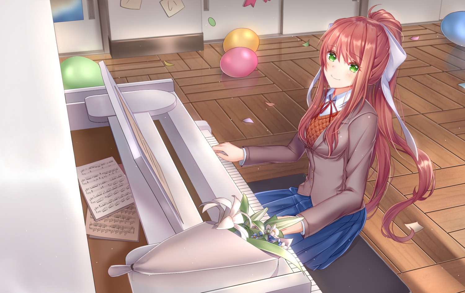 doki_doki_literature_club! ihsara10 monika_(doki_doki_literature_club!) seifuku