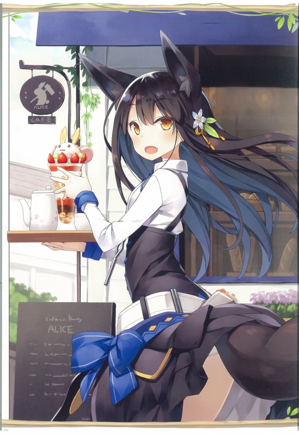 animal_ears binding_discoloration pantsu poco skirt_lift tail waitress