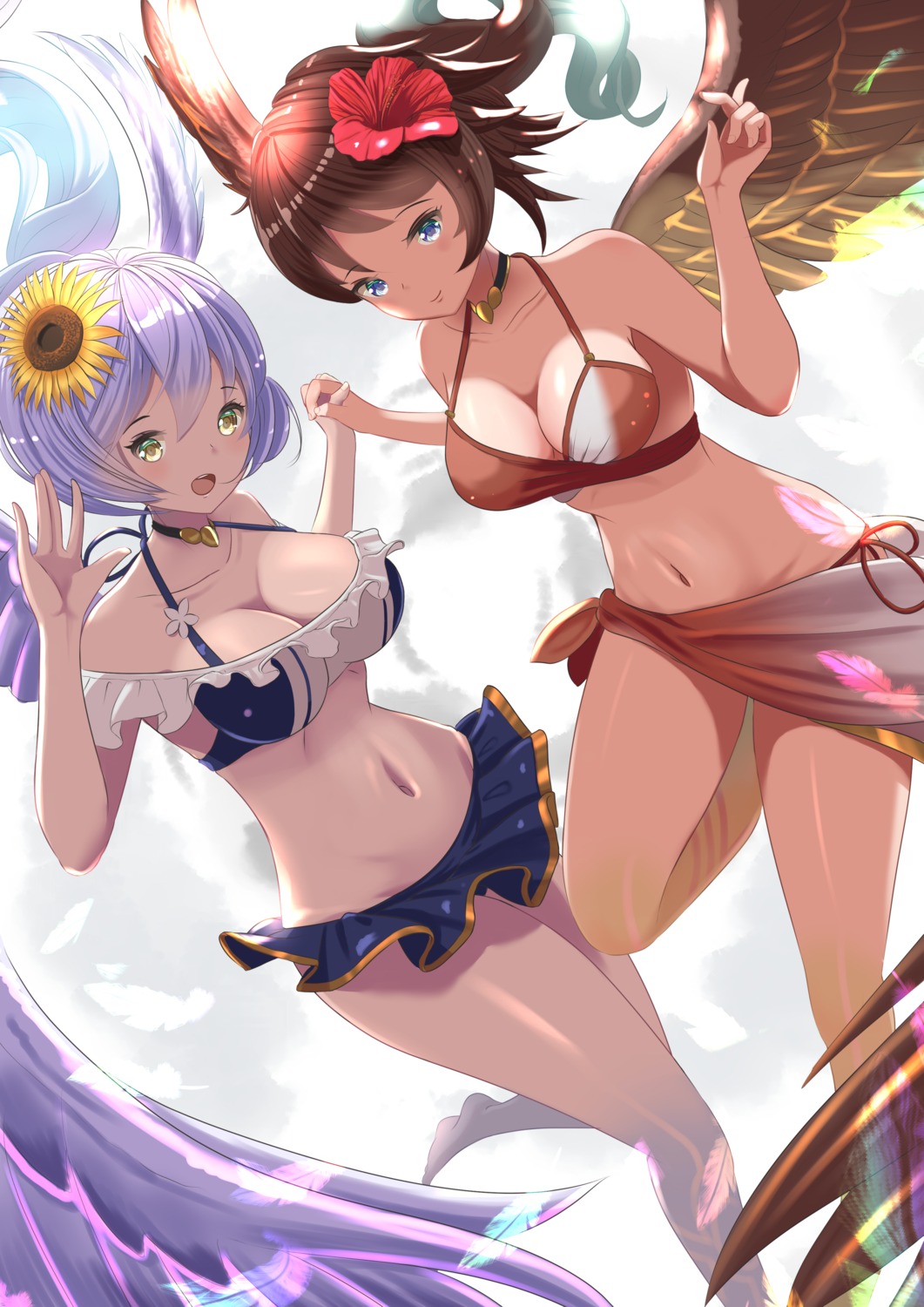 bikini cleavage granblue_fantasy skirt_lift swimsuits wanderlucia wings