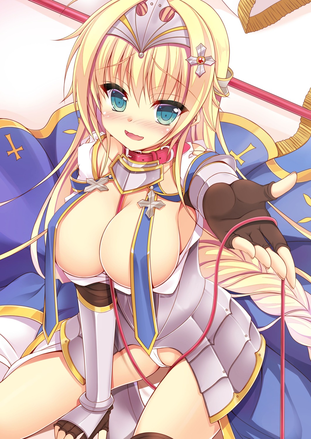 arisue_tsukasa armor breasts cameltoe no_bra pantsu thighhighs