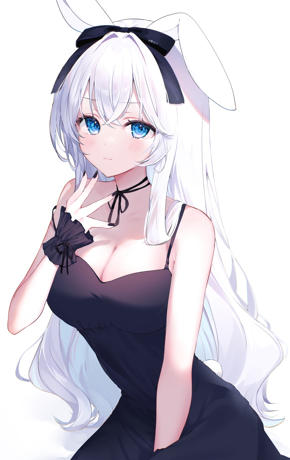 animal_ears bunny_ears dress no_bra tail wako_morino