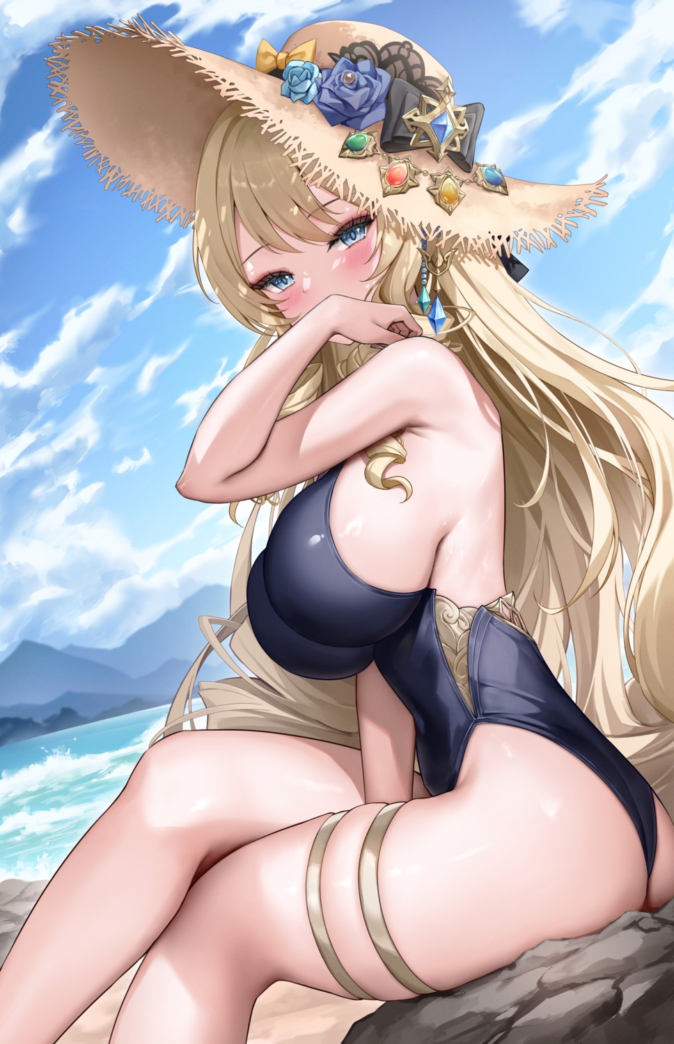 ass garter genshin_impact lunacle navia swimsuits